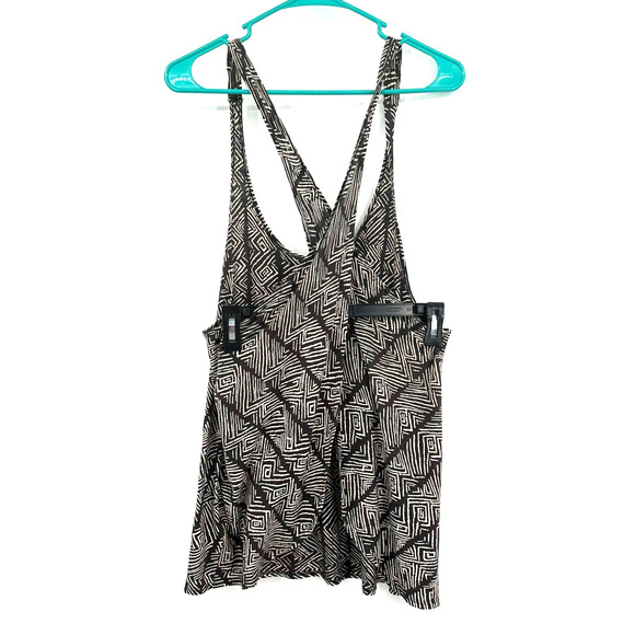 Volcom size small vinyl club tank crossover‎ back tank top brown cream print - Picture 2 of 5